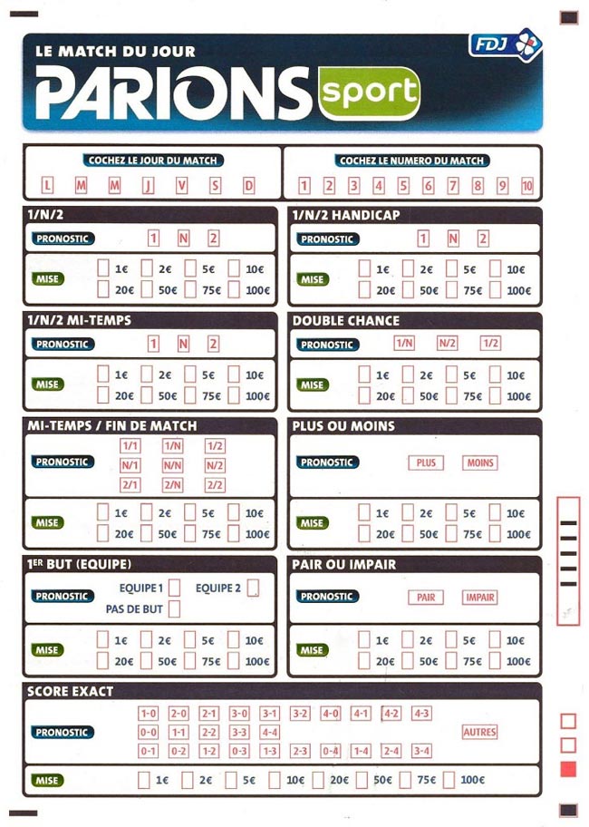 bulletin match du jour fdj